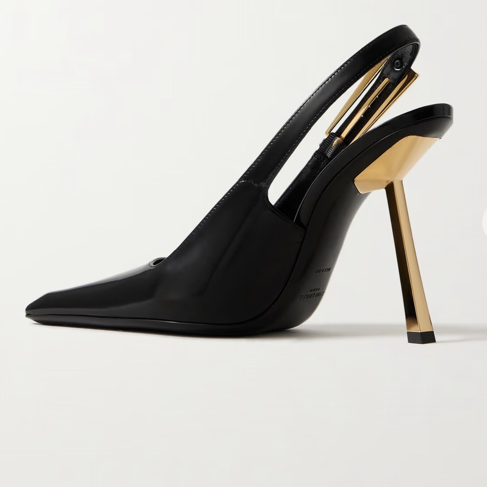 SAINT LAURENT
Lee patent-leather slingback pumps